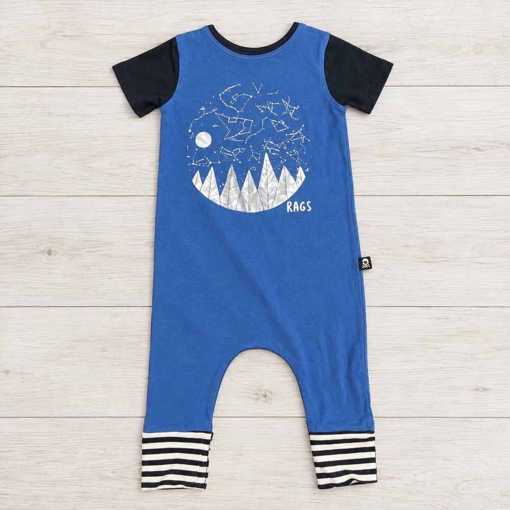 RAGS to Raches Geostar Constellation Mountains Romper 12-18 Months Blue
